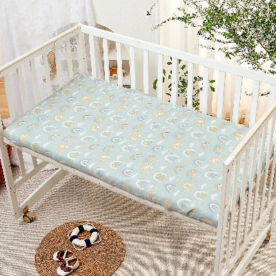 Drap lit bebe bambou | Arc-en-ciel bleu