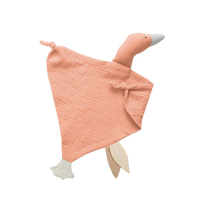 Doudou pour bébé apaisant en gaze de coton bio oie rose