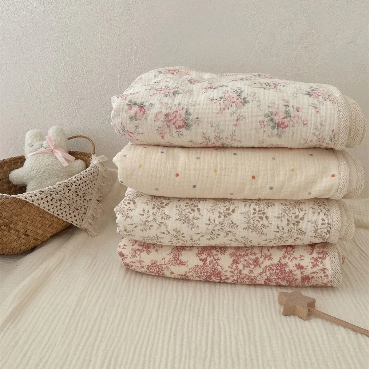 Plaid bebe-|TheWinterBlanket|-Fleurs d'antan-cadeau parfait