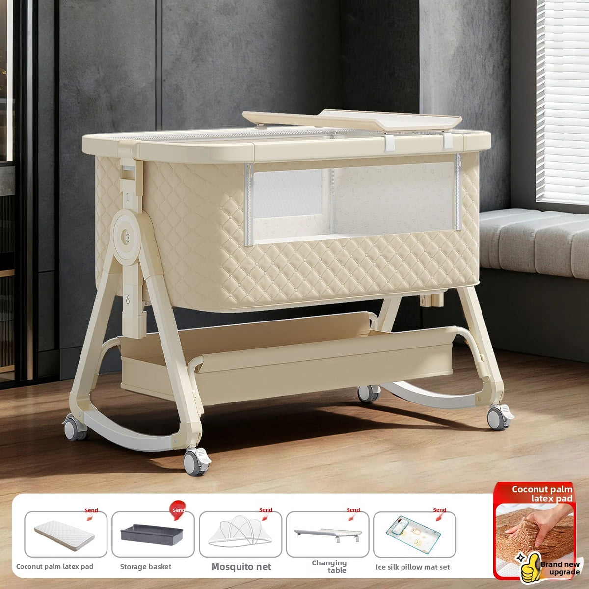 Lit bébé Babyfond amovible, multifonctionnel, pliable, portable, table à langer, lit pour nouveau-né, lit d'appoint