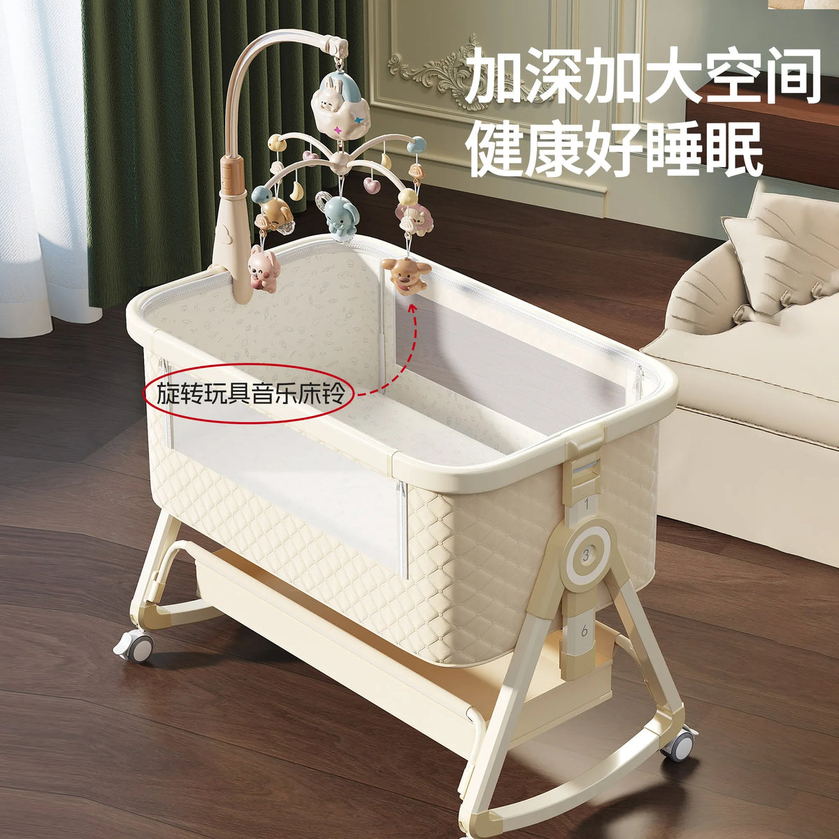 Lit bébé Babyfond amovible, multifonctionnel, pliable, portable, table à langer, lit pour nouveau-né, lit d'appoint