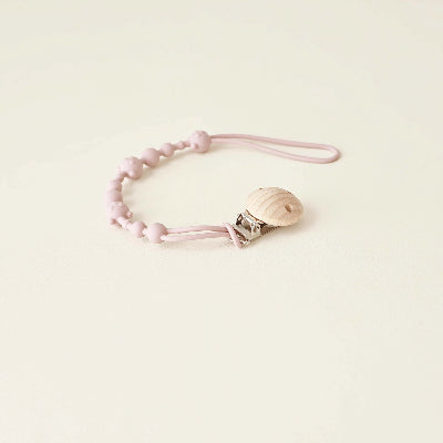 Attache tétine silicone chaînette | Petit Ours mauve pâle
