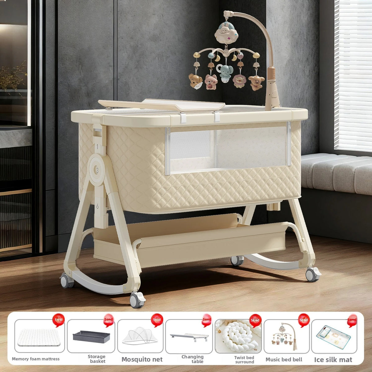 Lit bébé Babyfond amovible, multifonctionnel, pliable, portable, table à langer, lit pour nouveau-né, lit d'appoint