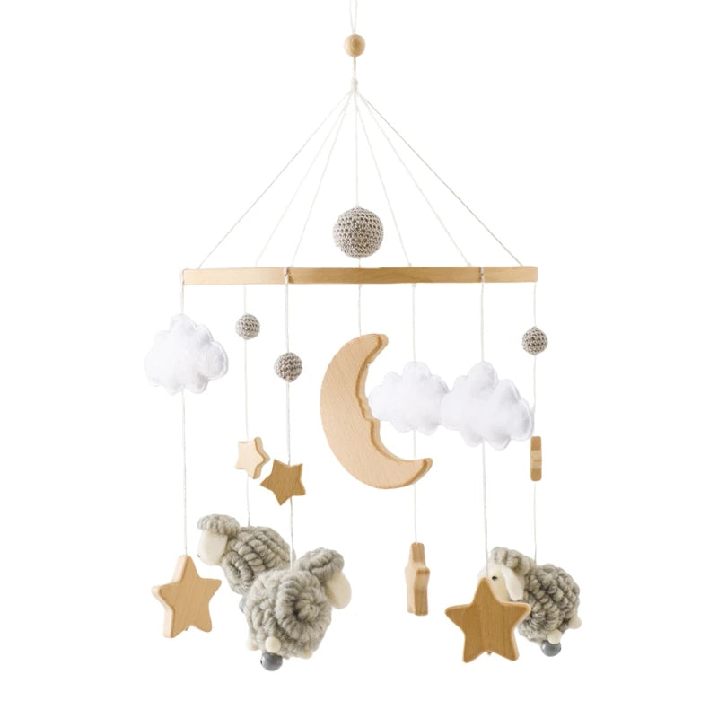 Mobile lit Bébé - WoodenCribBell™ - Moutons gris