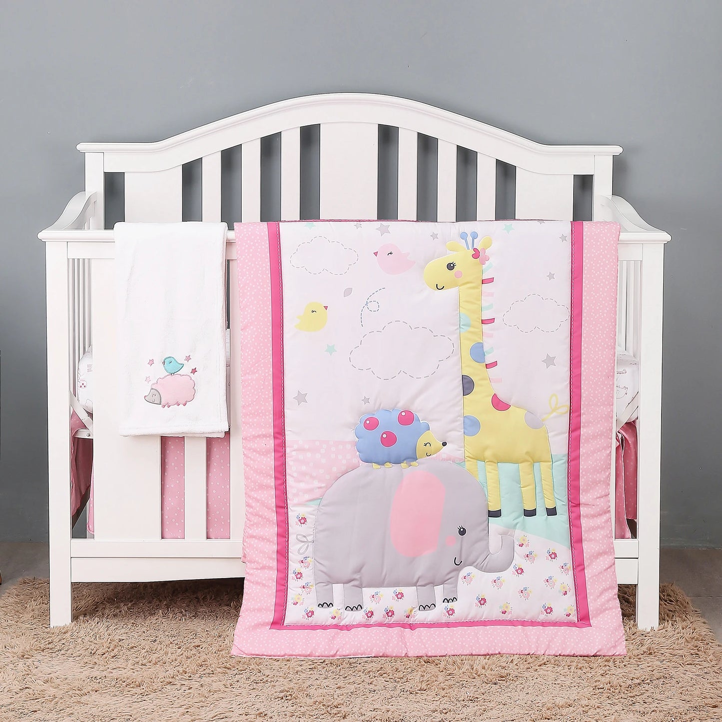 4 pièces nouveau-né bébé enfant en bas âge berceau ensemble de literie bébé lit juegos de cama de bebé (déguette drap-housse berceau jupe couverture)