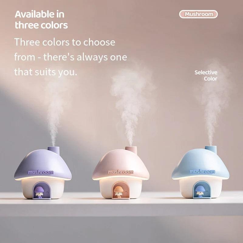 Humidificateur d'air de dessin animé 300ml, Mini diffuseur d'arôme d'huile essentielle, éclairage coloré, humidificateur ultrasonique mignon pour maison de champignon