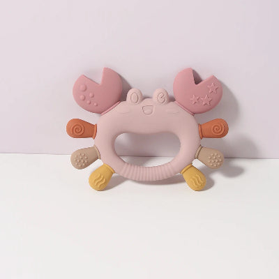 Anneau De Dentition Silicone Doux Bébé | Petit Crabe Des Neiges roses