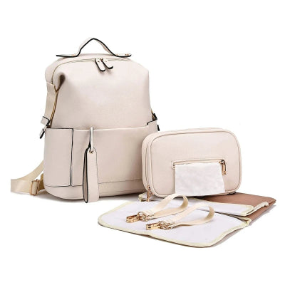 Sac a dos à langer-|MovokBaby|-Cuir-beige