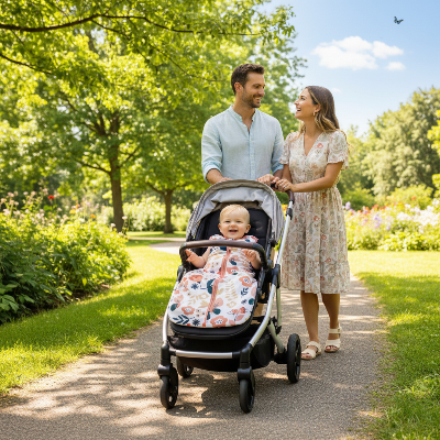 Sac de couchage bebe fleur – Bébé en promenade l'été avec parents