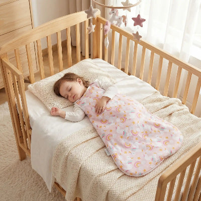 Sac de couchage bebe sans manches BonneNuit™ licorne enfant dans lit