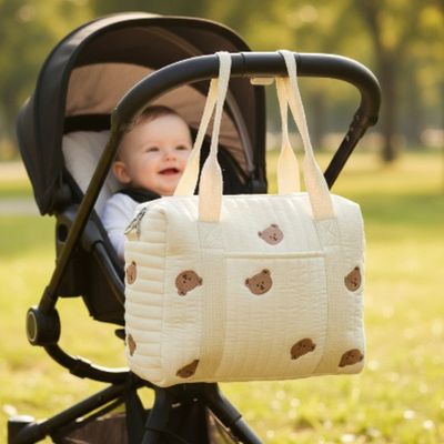 Sac de poussette doux avec broderie | Fourre-tout – En sortie avec bébé