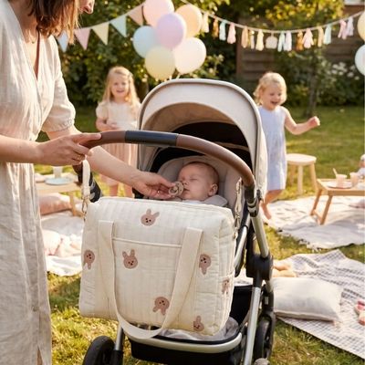 Sac de poussette doux avec broderie | Fourre-tout – Sucette facilement trouvable lors d'une fête d'enfant