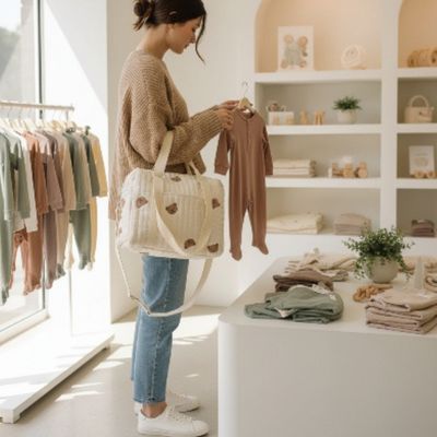 Sac de poussette doux avec broderie | Fourre-tout – Un magasinage dans boutique d'enfants avec style sans compromis