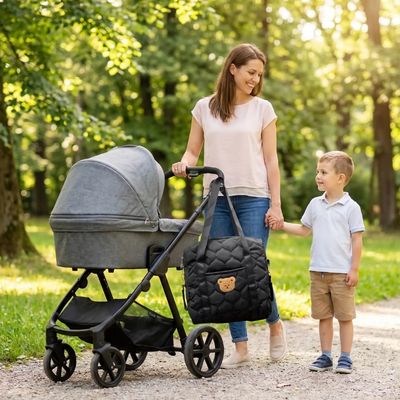 Sac de poussette universel grand espace | Fourre-tout – Balade au parc avec les deux enfants