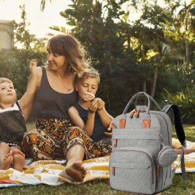 Sac à dos à langer imperméable | DADO™ – Compagnon fidèle en pique-nique avec les enfants – Gris