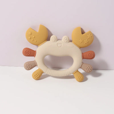 Anneau De Dentition Silicone Doux Bébé | Petit Crabe Des Neiges beiges