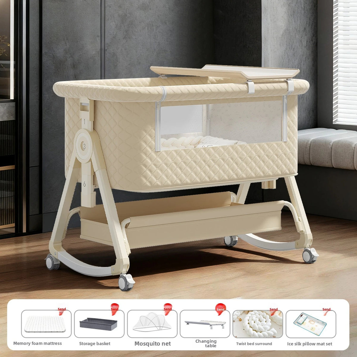 Lit bébé Babyfond amovible, multifonctionnel, pliable, portable, table à langer, lit pour nouveau-né, lit d'appoint