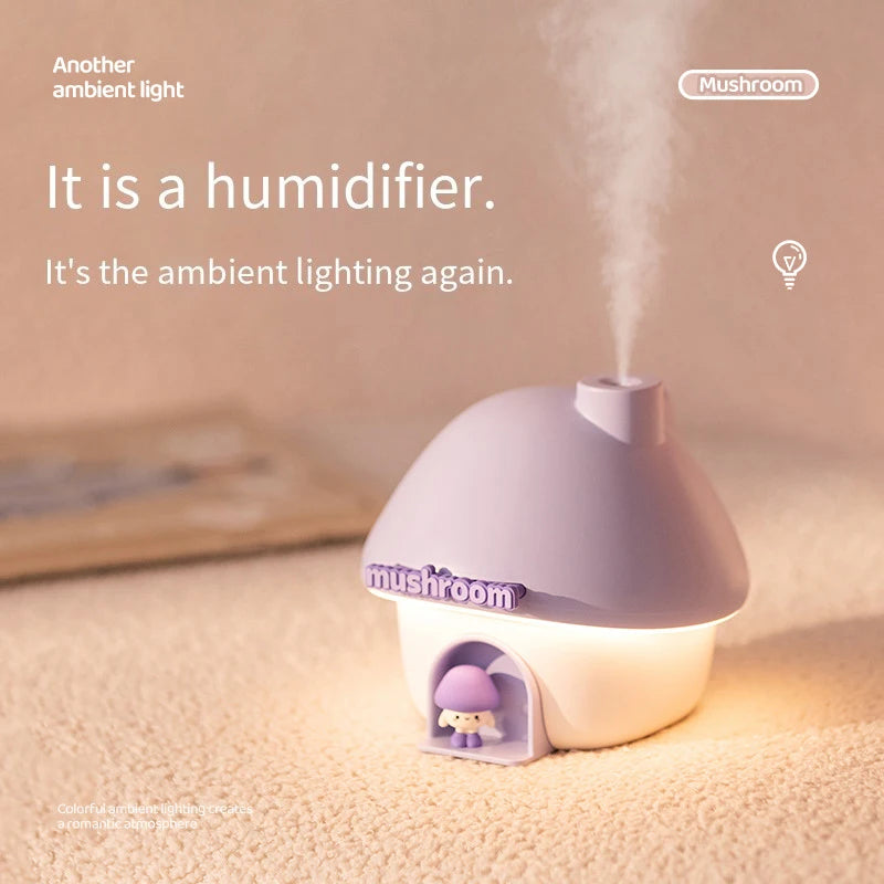 Humidificateur d'air de dessin animé 300ml, Mini diffuseur d'arôme d'huile essentielle, éclairage coloré, humidificateur ultrasonique mignon pour maison de champignon