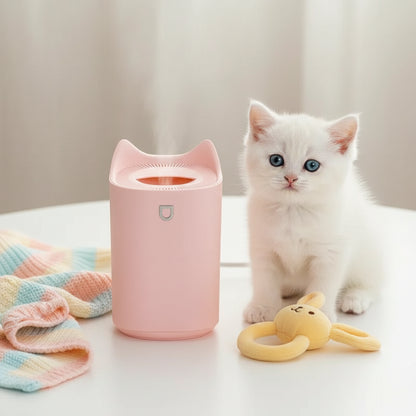 Humidificateur d'air bebe grande capacité | Oreilles de chat – avec bébé chat - Rose