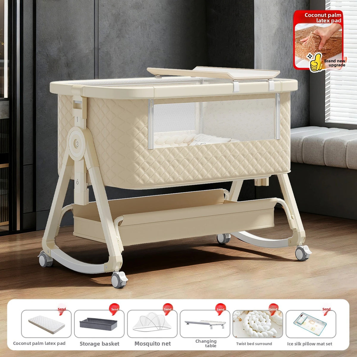 Lit bébé Babyfond amovible, multifonctionnel, pliable, portable, table à langer, lit pour nouveau-né, lit d'appoint