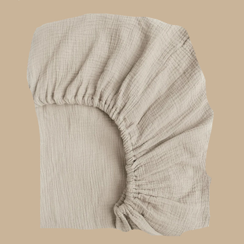 Drap housse pour bébé berceau - Gaze de coton monochromatique gris
