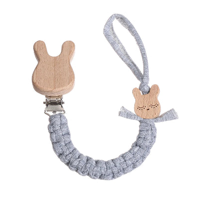 Attache tétine pendentif lune étoile cœur | BébéSécure™ lapin gris