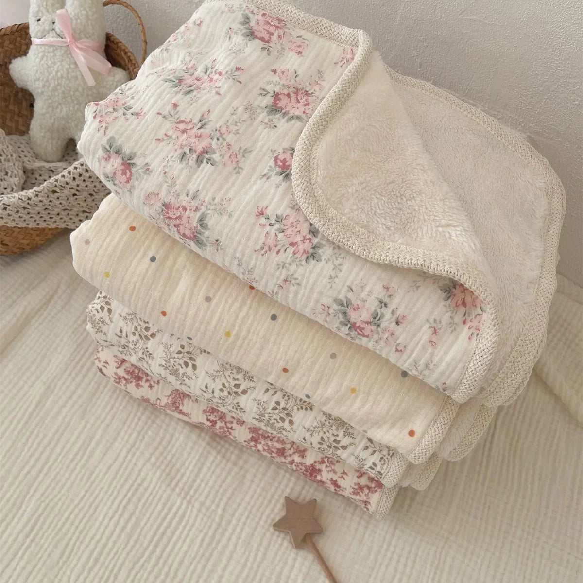 Plaid bebe-|TheWinterBlanket|-Fleurs d'antan