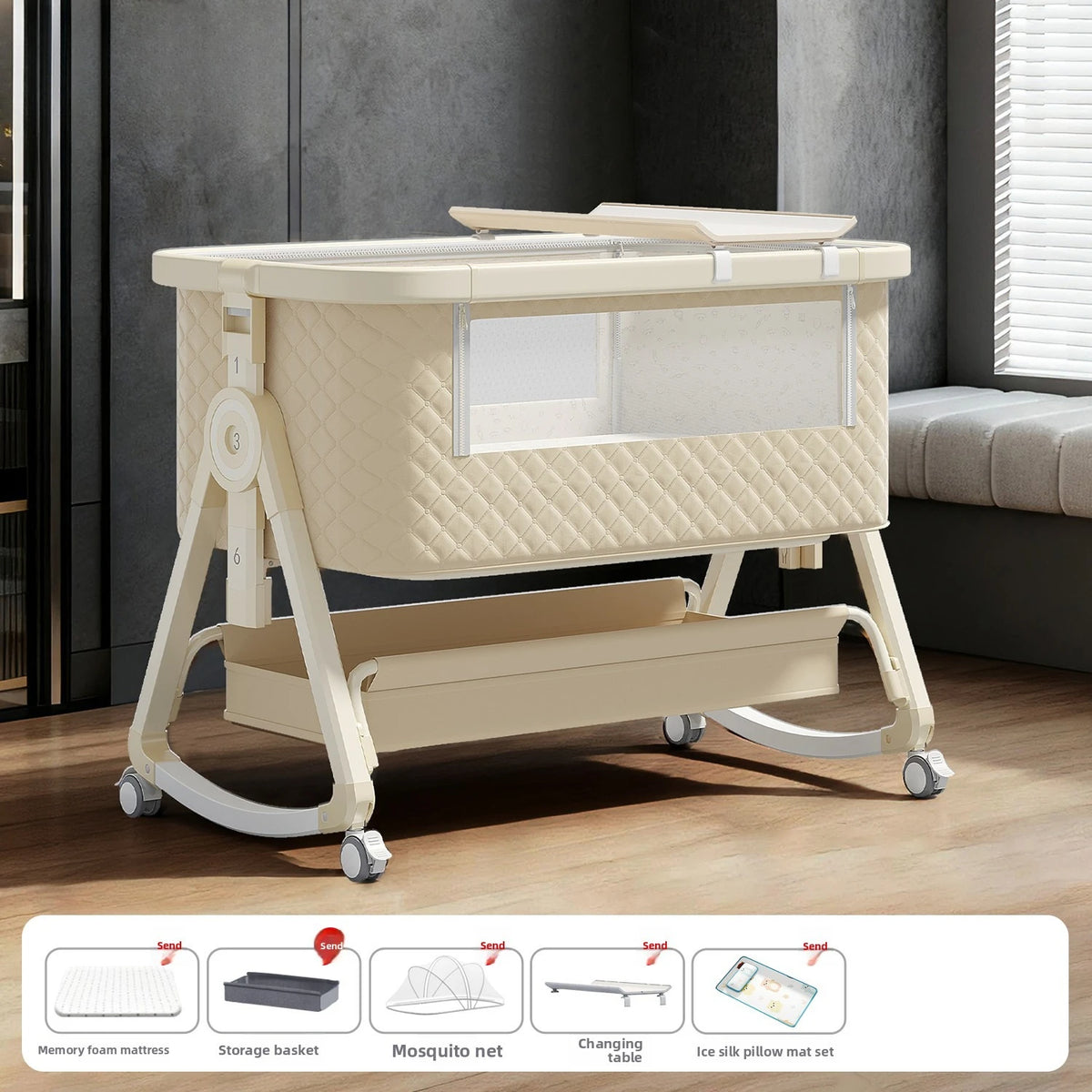 Lit bébé Babyfond amovible, multifonctionnel, pliable, portable, table à langer, lit pour nouveau-né, lit d'appoint