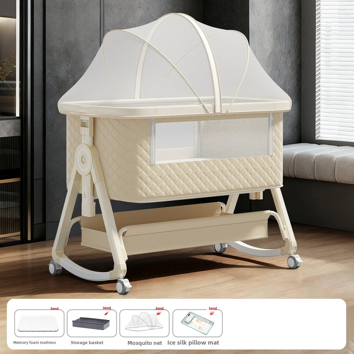 Lit bébé Babyfond amovible, multifonctionnel, pliable, portable, table à langer, lit pour nouveau-né, lit d'appoint