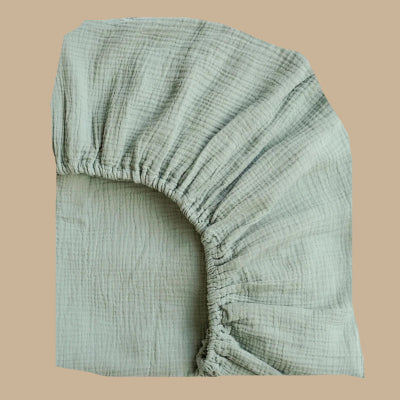 Drap housse pour bébé berceau - Gaze de coton monochromatique vert