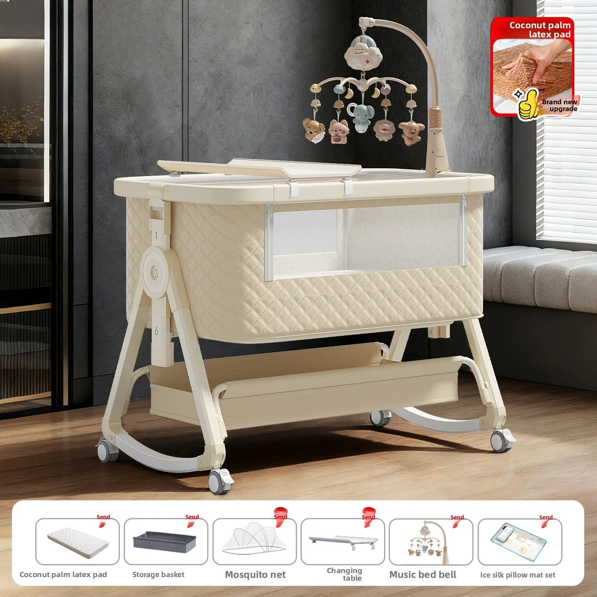 Lit bébé Babyfond amovible, multifonctionnel, pliable, portable, table à langer, lit pour nouveau-né, lit d'appoint