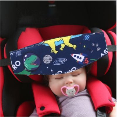 Support de tête réglable Dinosaure | RelaxBébé™ – Bébé fait dodo dans siège d'auto