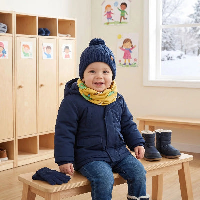 Tour de cou bebe Dinosaure jaune enfant s'habillant à la garderie