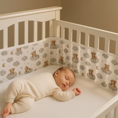 Tour de lit respirant maillé | Ourson 2 pièces apaisantes