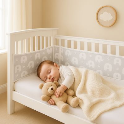 Tour de lit respirant maillé | Éléphant 2 pièces confortables