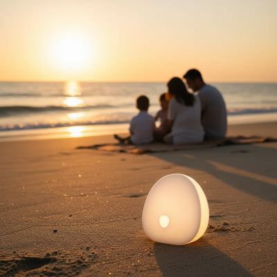 Veilleuse bruit blanc portable 7 couleurs | Ambiance douce – Voyage au bord de mer en famille