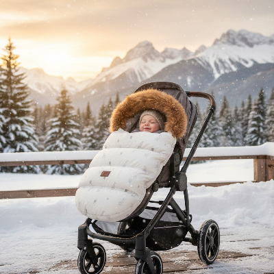 Bébé protégé du froid au chalet