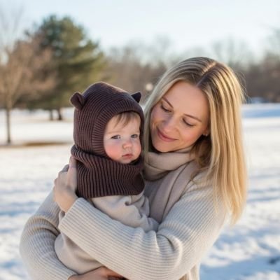 Cagoule pour bebe marron maman sans veste