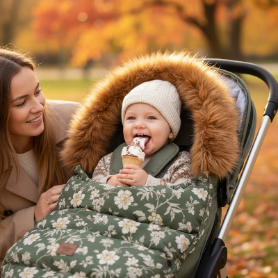 Gros plan sur bébé et la chancelière pratique