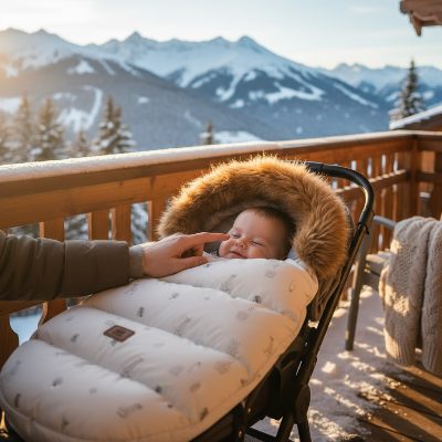 Moment tendre avec bébé au chalet